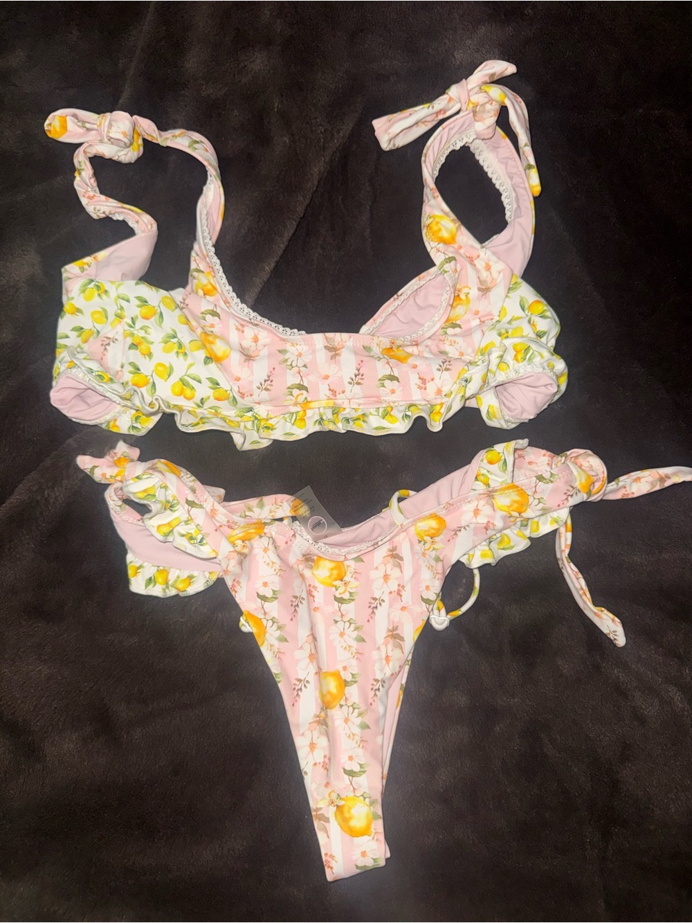 Women’s Pink Lemon-Print Two-Piece Swimsuit